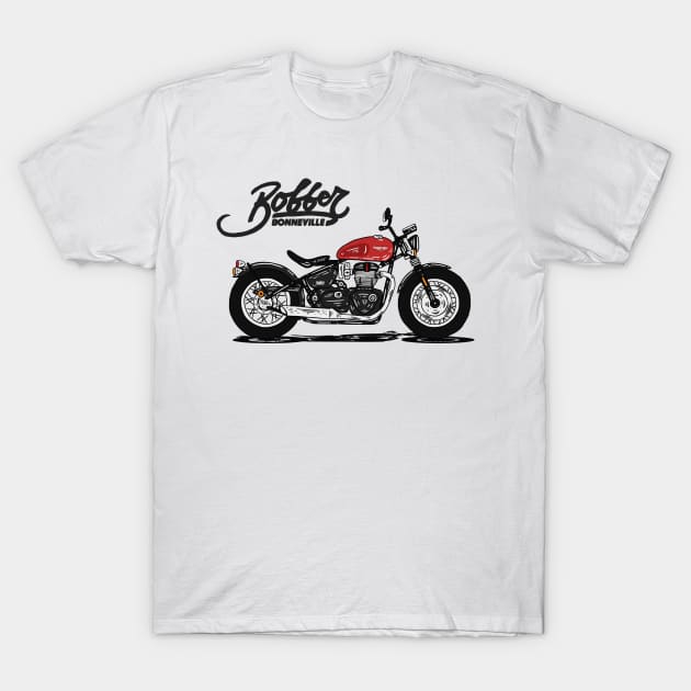 Triumph Bonneville Bobber Red T-Shirt by Hilmay